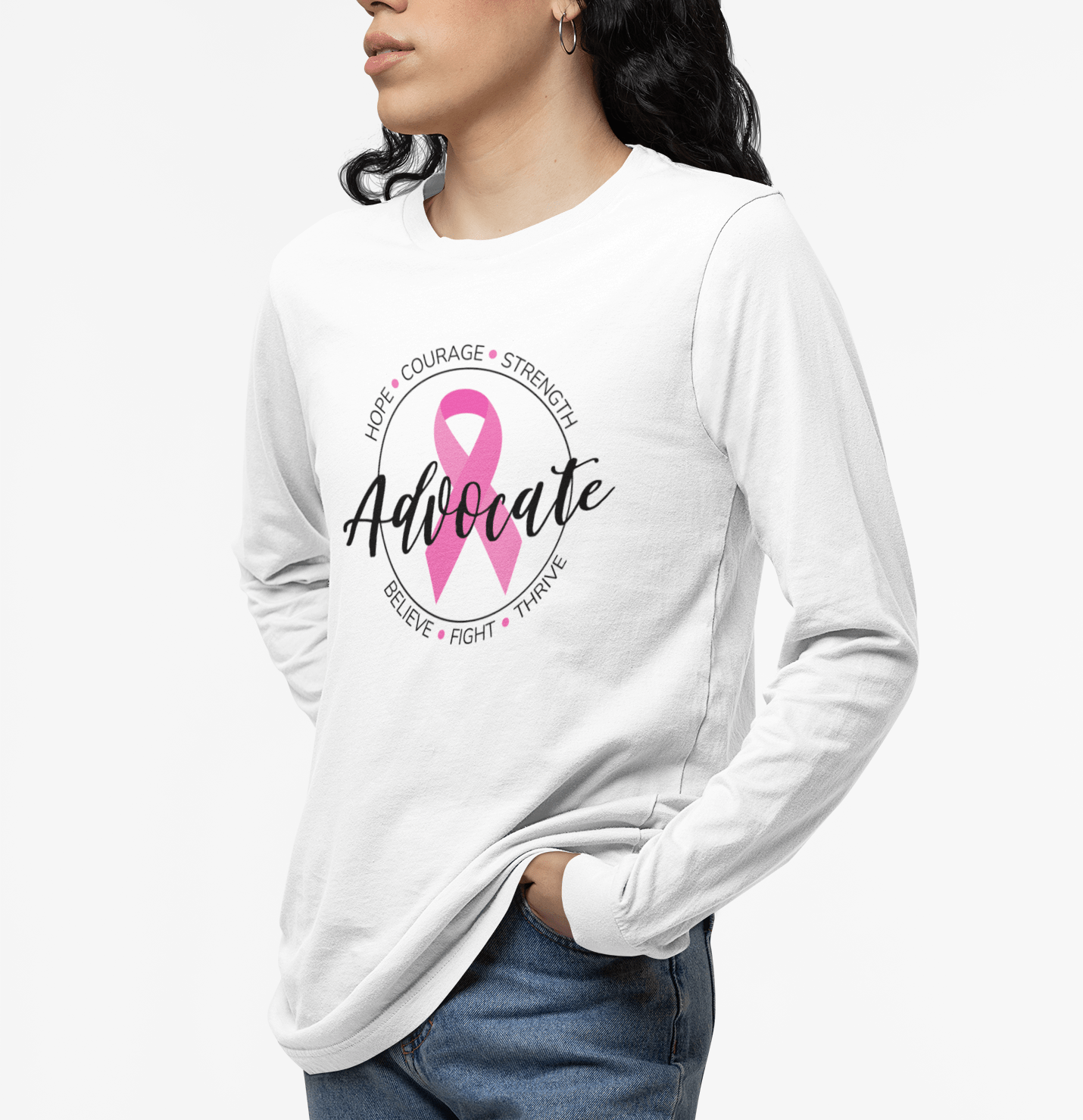 Breast Cancer Advocate Long Sleeve Jersey Tee - The Kindness Cause