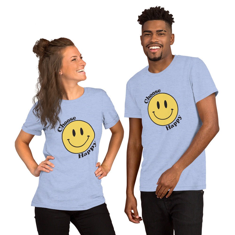 Choose Happy Smiley Face Short-Sleeve Unisex T-Shirt - The Kindness Cause