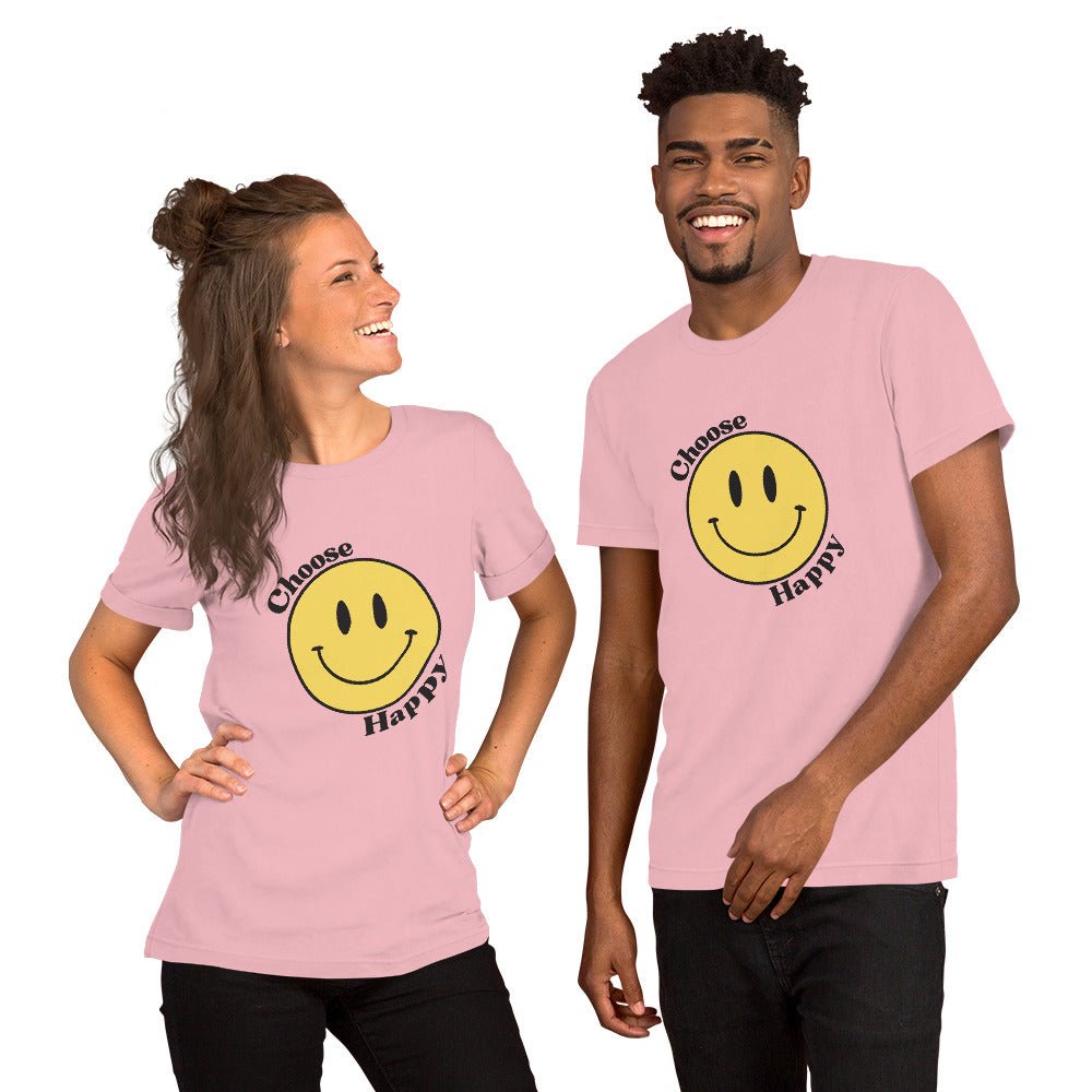 Choose Happy Smiley Face Short-Sleeve Unisex T-Shirt - The Kindness Cause