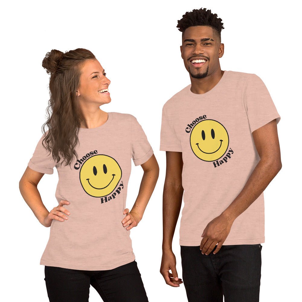 Choose Happy Smiley Face Short-Sleeve Unisex T-Shirt - The Kindness Cause