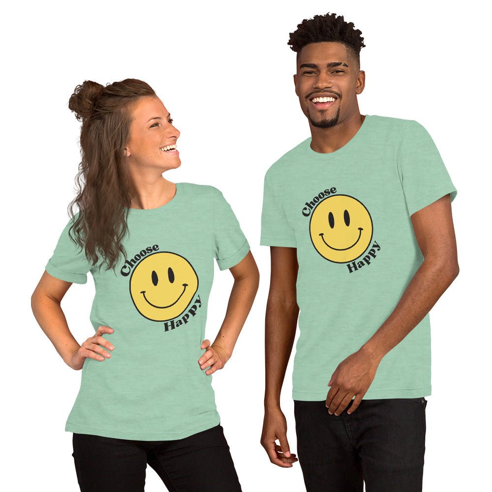 Choose Happy Smiley Face Short-Sleeve Unisex T-Shirt - The Kindness Cause