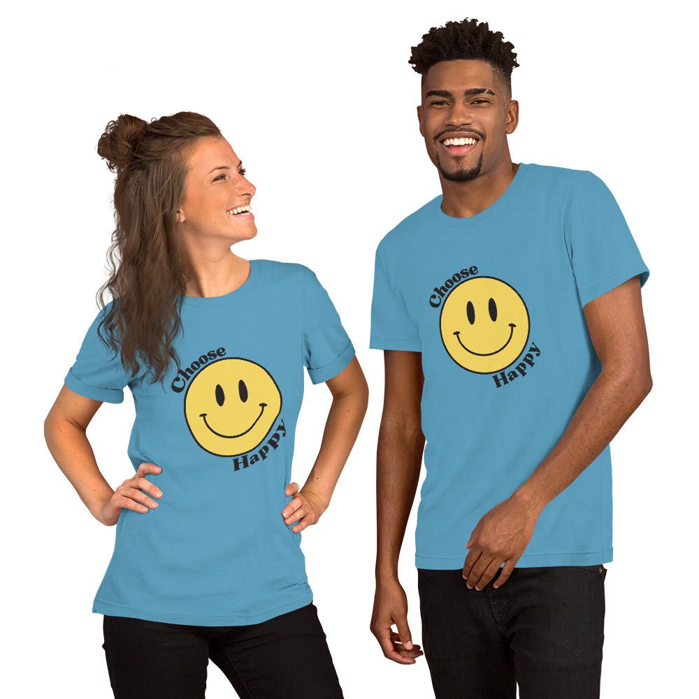 Choose Happy Smiley Face Short-Sleeve Unisex T-Shirt - The Kindness Cause