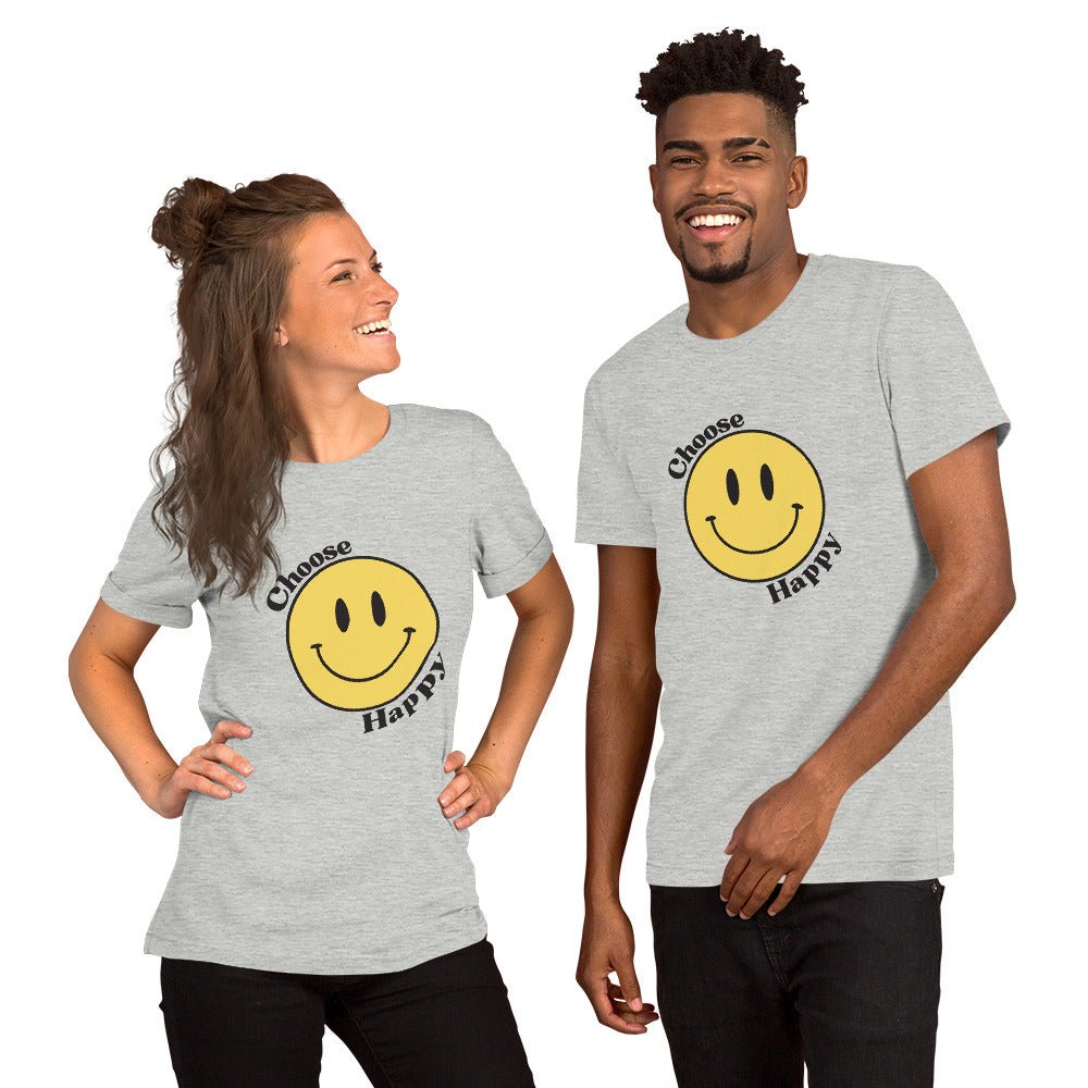 Choose Happy Smiley Face Short-Sleeve Unisex T-Shirt - The Kindness Cause