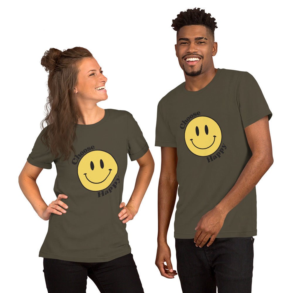 Choose Happy Smiley Face Short-Sleeve Unisex T-Shirt - The Kindness Cause