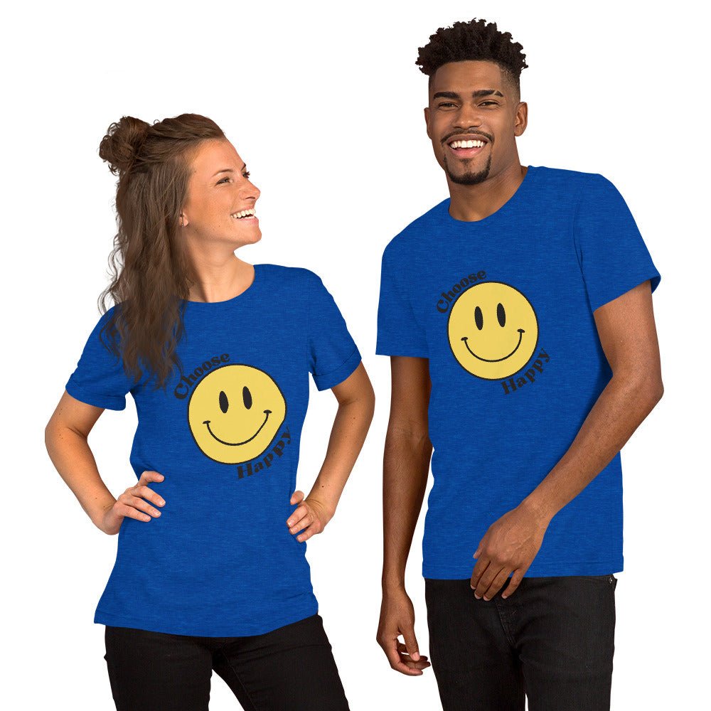 Choose Happy Smiley Face Short-Sleeve Unisex T-Shirt - The Kindness Cause