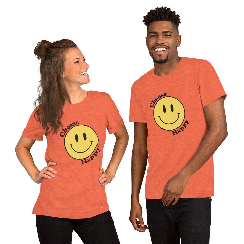 Choose Happy Smiley Face Short-Sleeve Unisex T-Shirt - The Kindness Cause