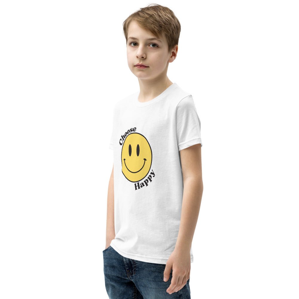 Choose Happy Smiley Face Short-Sleeve Unisex Youth T-Shirt - The Kindness Cause