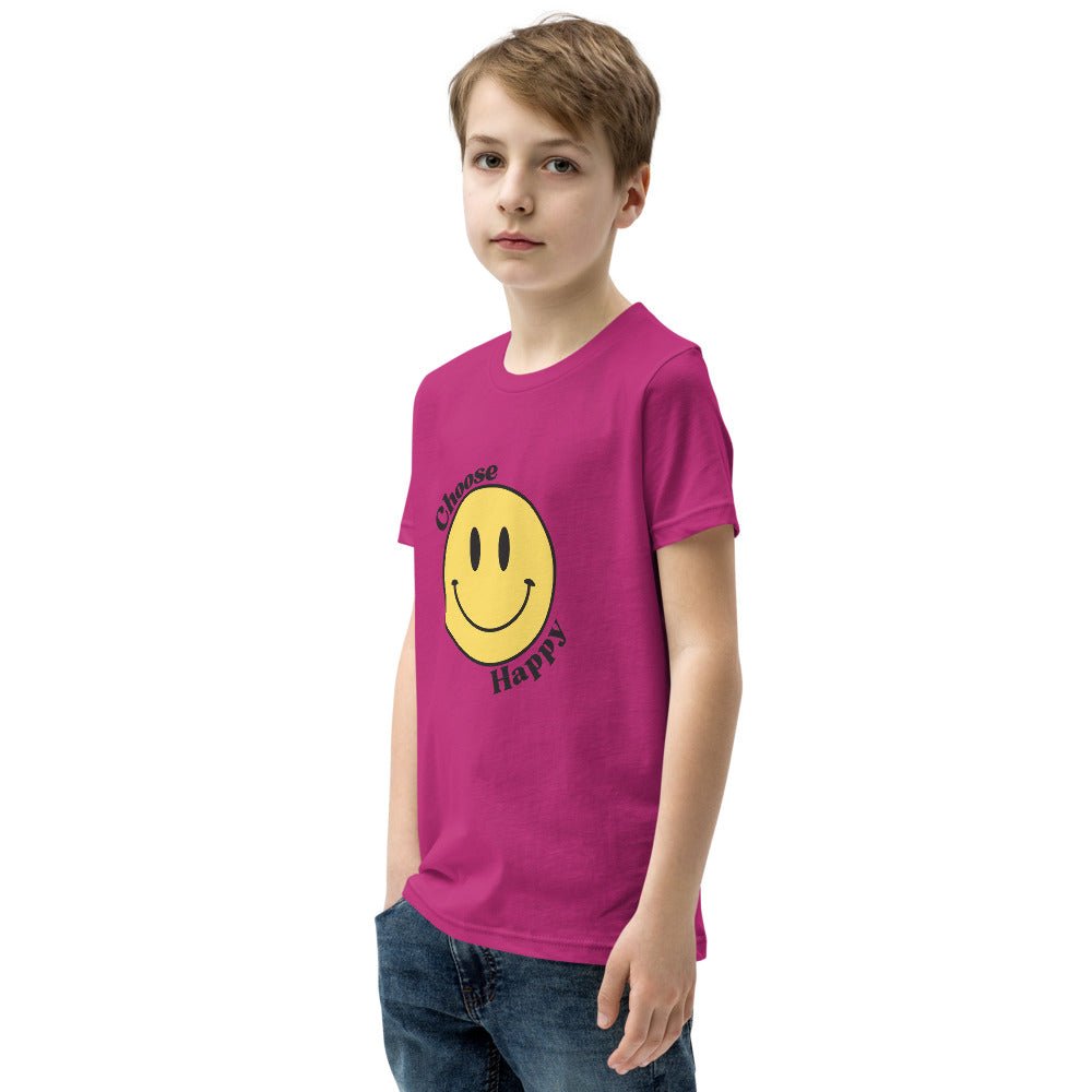 Choose Happy Smiley Face Short-Sleeve Unisex Youth T-Shirt - The Kindness Cause