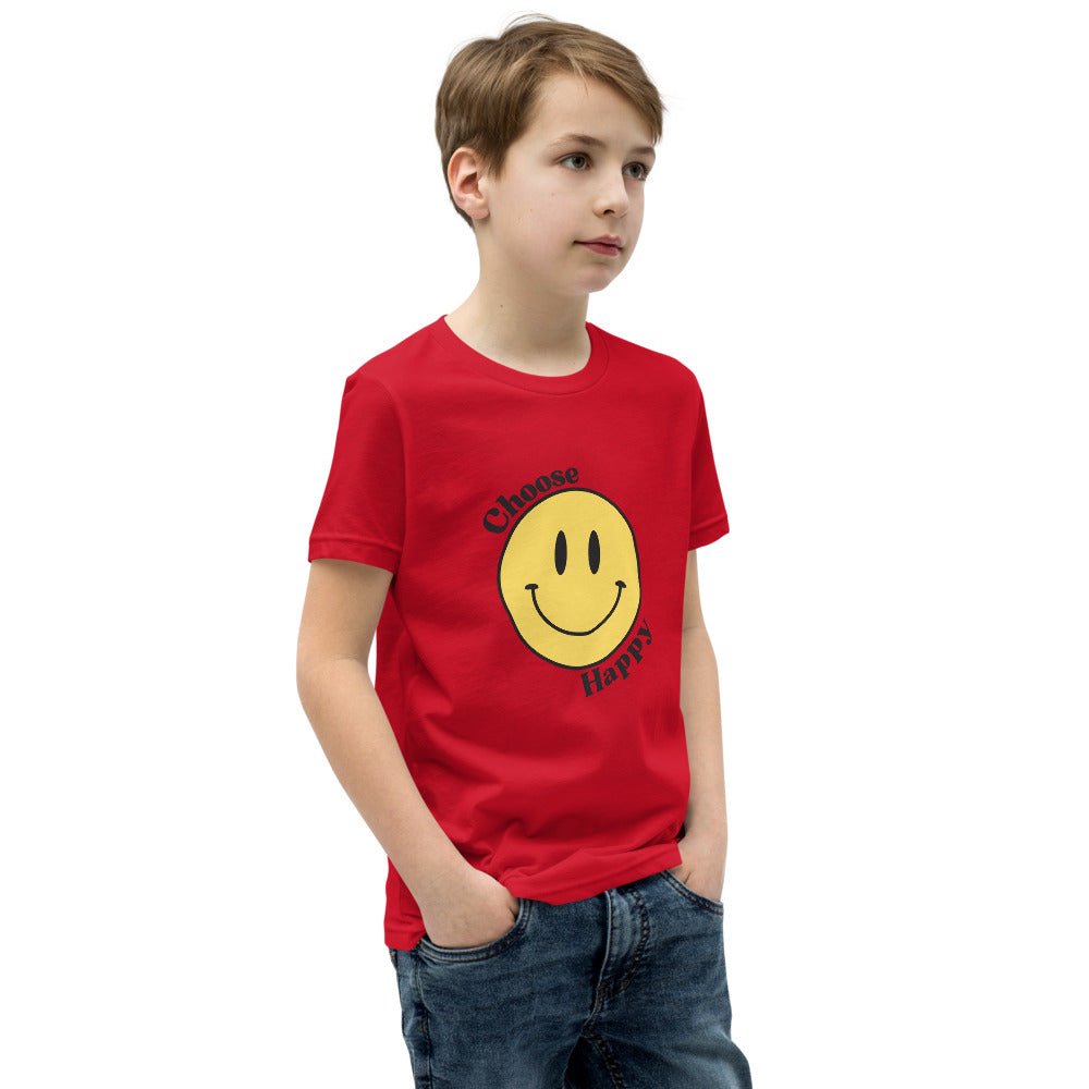 Choose Happy Smiley Face Short-Sleeve Unisex Youth T-Shirt - The Kindness Cause