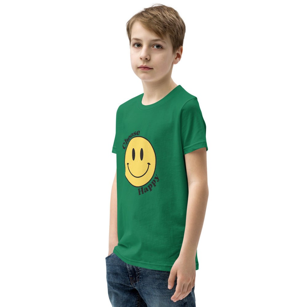 Choose Happy Smiley Face Short-Sleeve Unisex Youth T-Shirt - The Kindness Cause