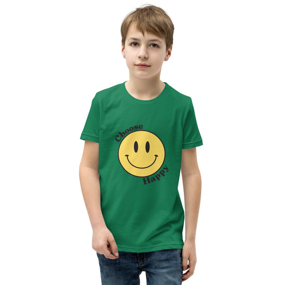 Choose Happy Smiley Face Short-Sleeve Unisex Youth T-Shirt - The Kindness Cause