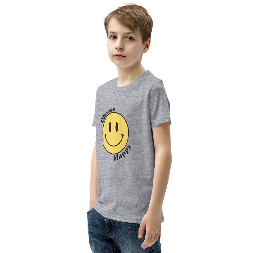 Choose Happy Smiley Face Short-Sleeve Unisex Youth T-Shirt - The Kindness Cause