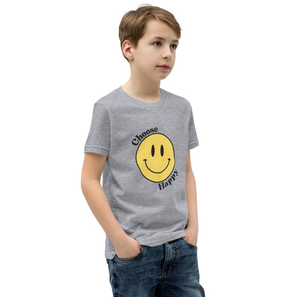 Choose Happy Smiley Face Short-Sleeve Unisex Youth T-Shirt - The Kindness Cause