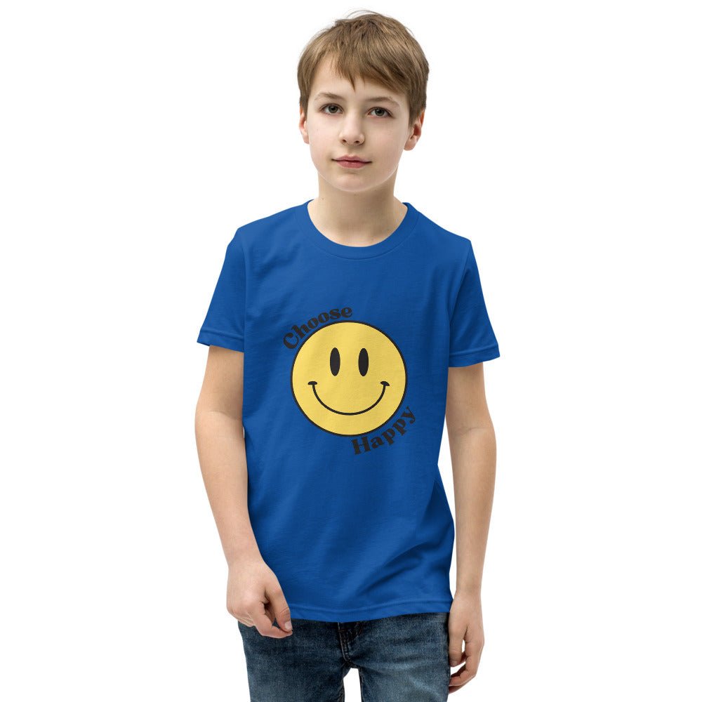Choose Happy Smiley Face Short-Sleeve Unisex Youth T-Shirt - The Kindness Cause