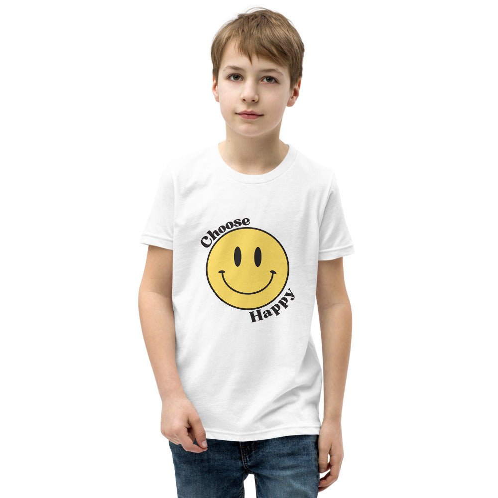 Choose Happy Smiley Face Short-Sleeve Unisex Youth T-Shirt - The Kindness Cause