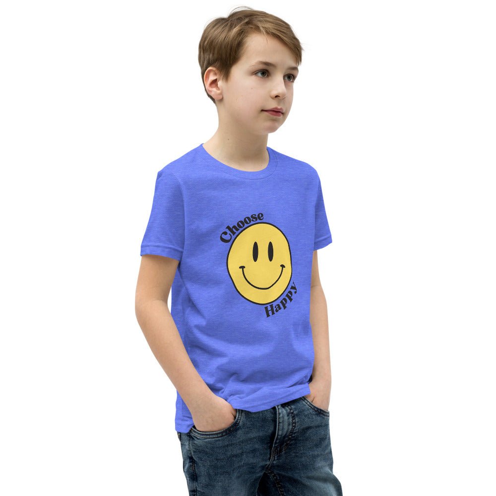 Choose Happy Smiley Face Short-Sleeve Unisex Youth T-Shirt - The Kindness Cause