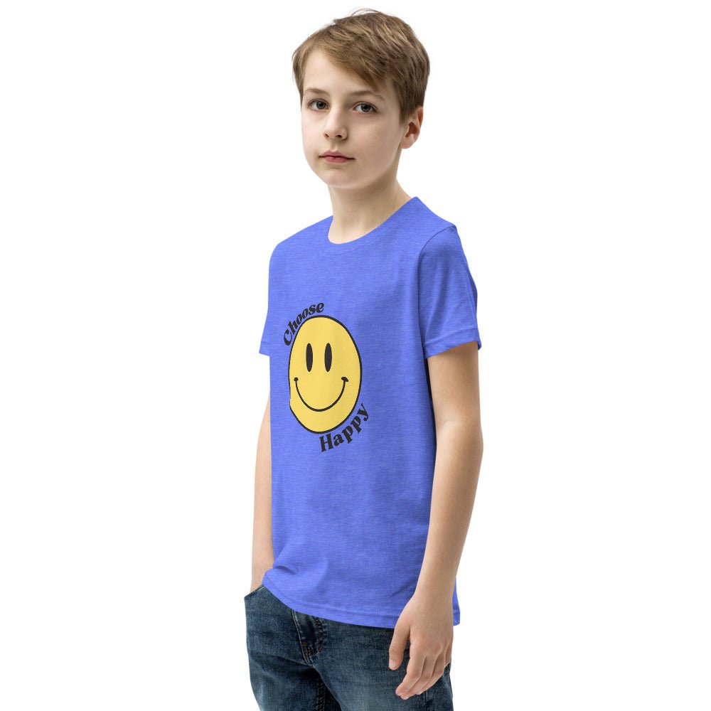 Choose Happy Smiley Face Short-Sleeve Unisex Youth T-Shirt - The Kindness Cause