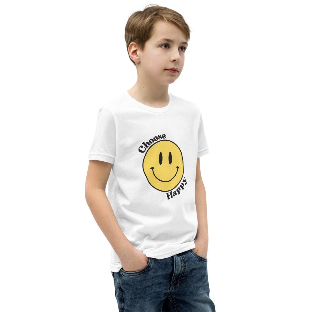 Choose Happy Smiley Face Short-Sleeve Unisex Youth T-Shirt - The Kindness Cause