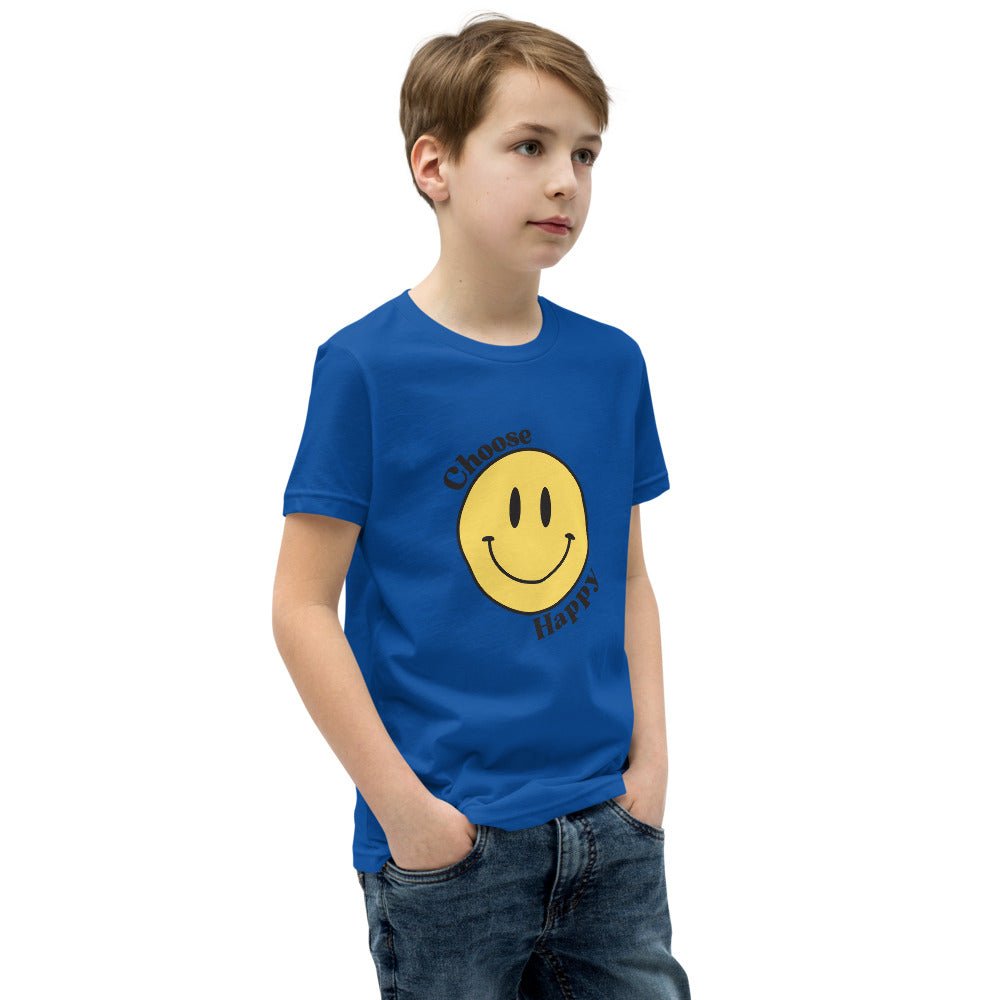 Choose Happy Smiley Face Short-Sleeve Unisex Youth T-Shirt - The Kindness Cause