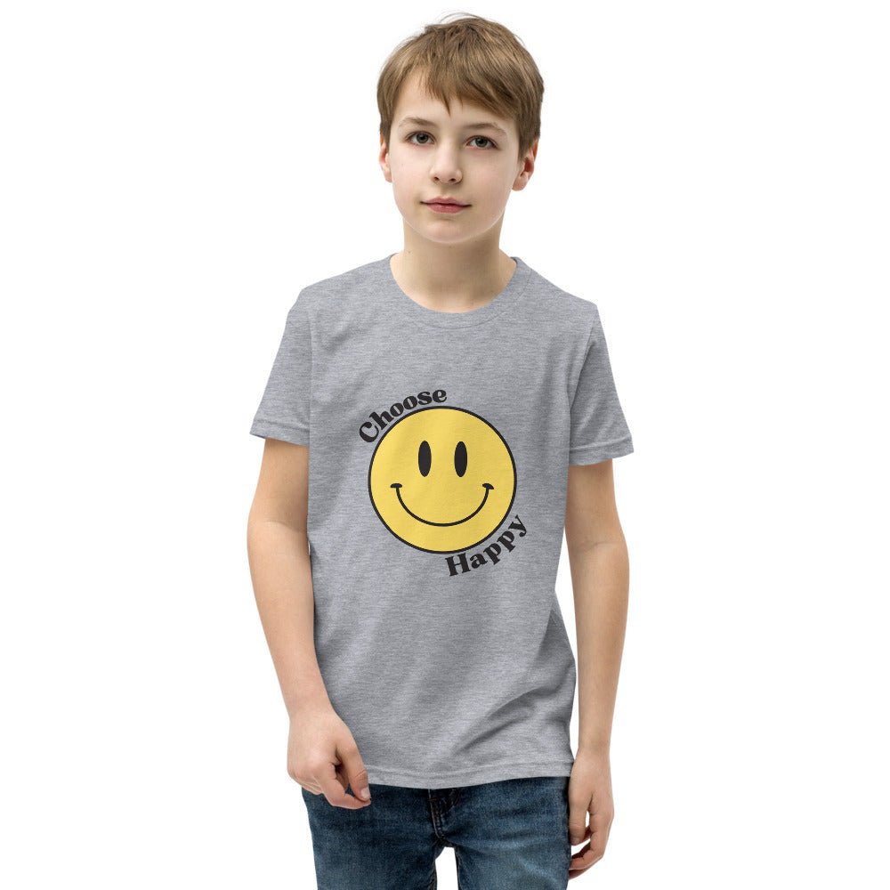 Choose Happy Smiley Face Short-Sleeve Unisex Youth T-Shirt - The Kindness Cause