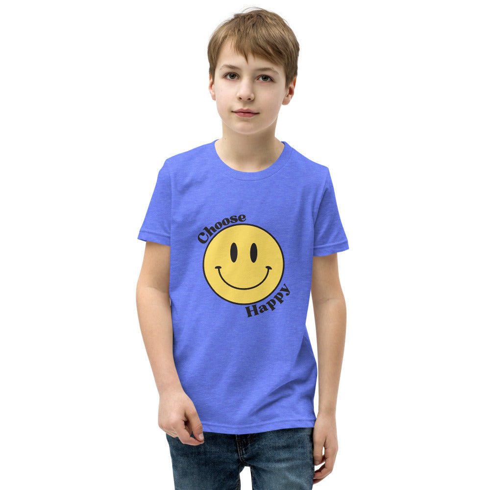 Choose Happy Smiley Face Short-Sleeve Unisex Youth T-Shirt - The Kindness Cause