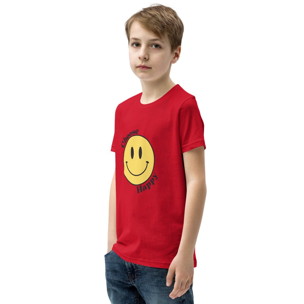 Choose Happy Smiley Face Short-Sleeve Unisex Youth T-Shirt - The Kindness Cause