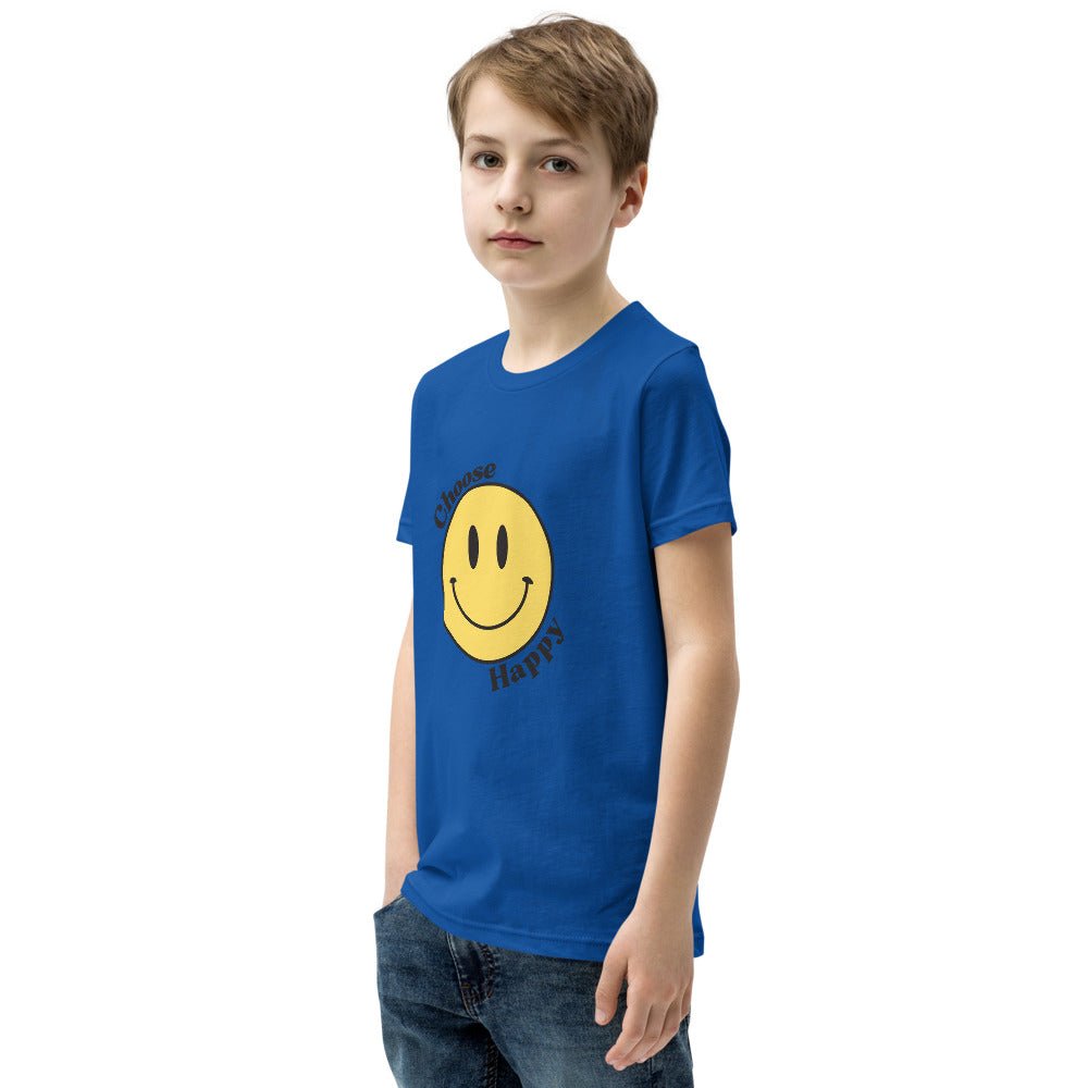 Choose Happy Smiley Face Short-Sleeve Unisex Youth T-Shirt - The Kindness Cause