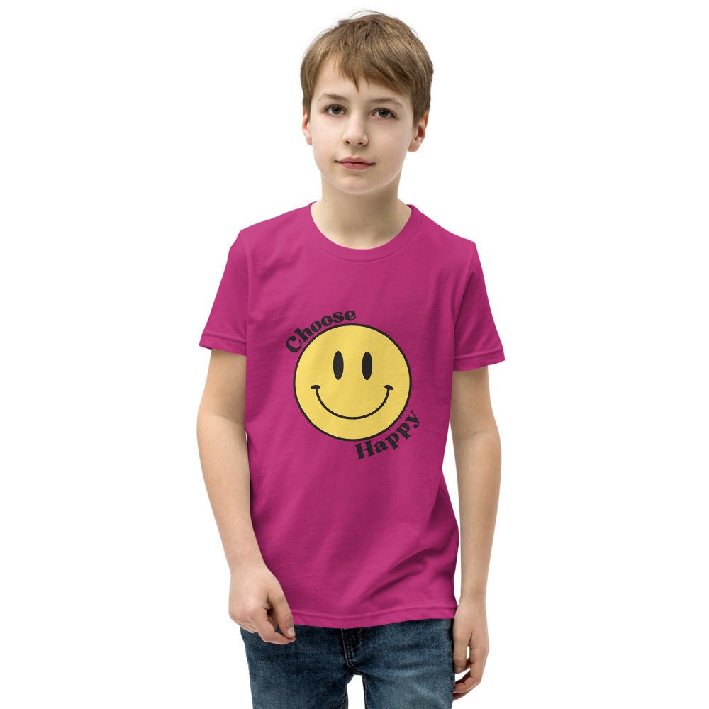 Choose Happy Smiley Face Short-Sleeve Unisex Youth T-Shirt - The Kindness Cause