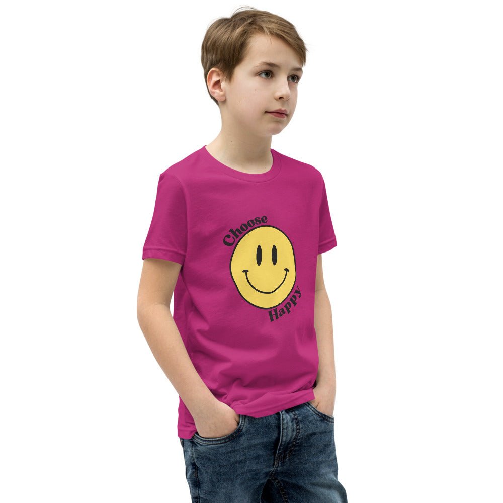 Choose Happy Smiley Face Short-Sleeve Unisex Youth T-Shirt - The Kindness Cause