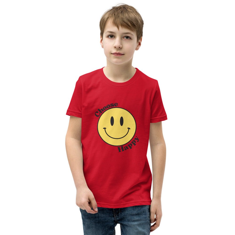 Choose Happy Smiley Face Short-Sleeve Unisex Youth T-Shirt - The Kindness Cause