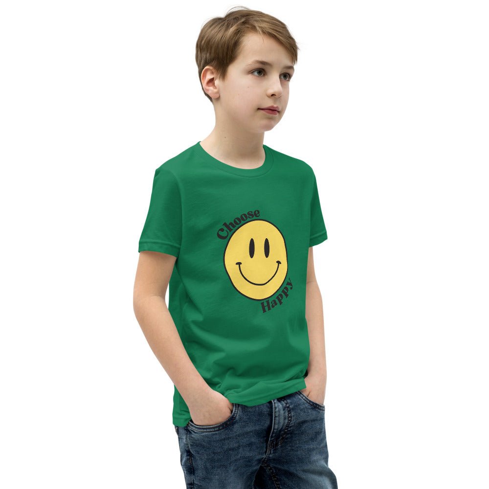Choose Happy Smiley Face Short-Sleeve Unisex Youth T-Shirt - The Kindness Cause