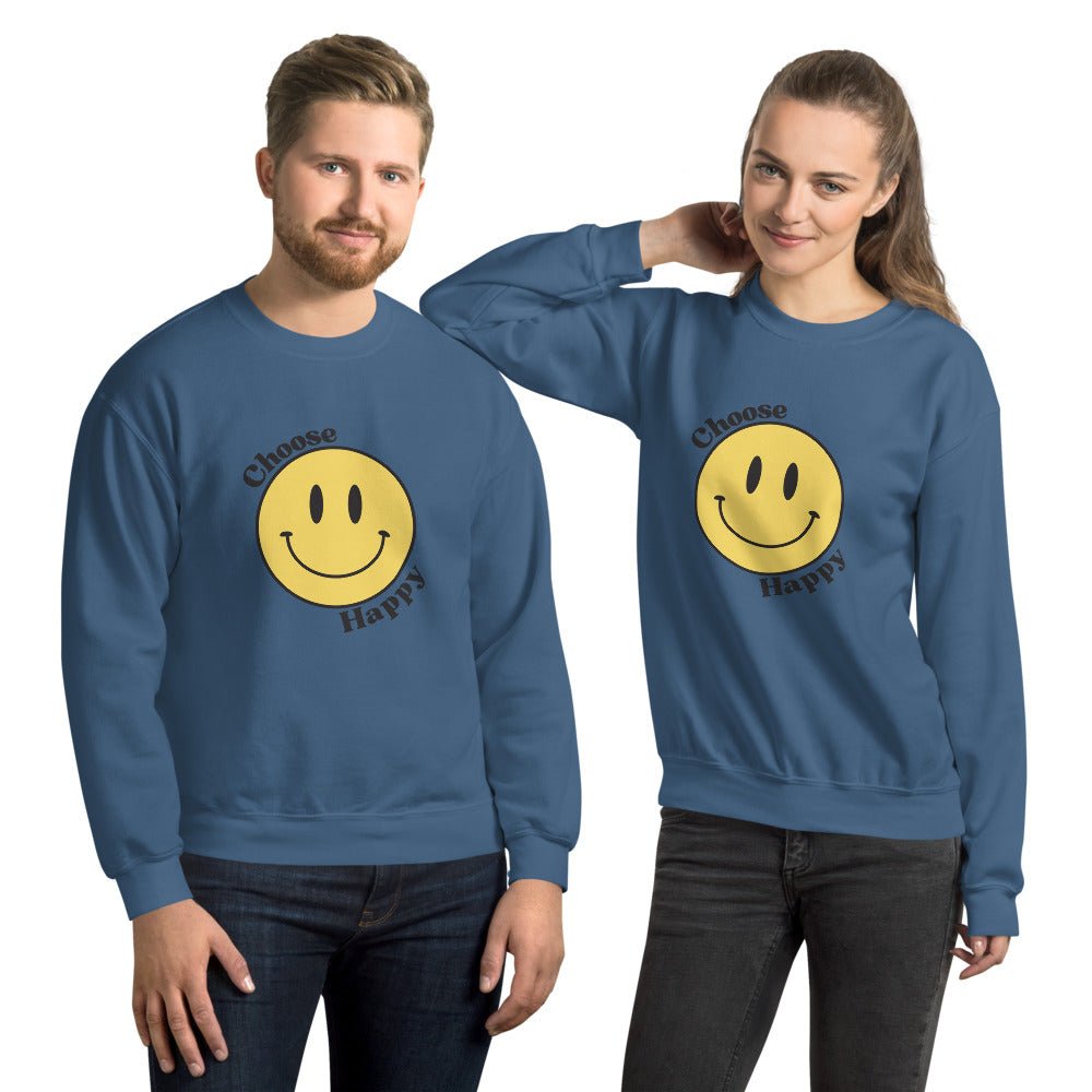 Choose Happy Smiley Face Unisex Sweatshirt - The Kindness Cause