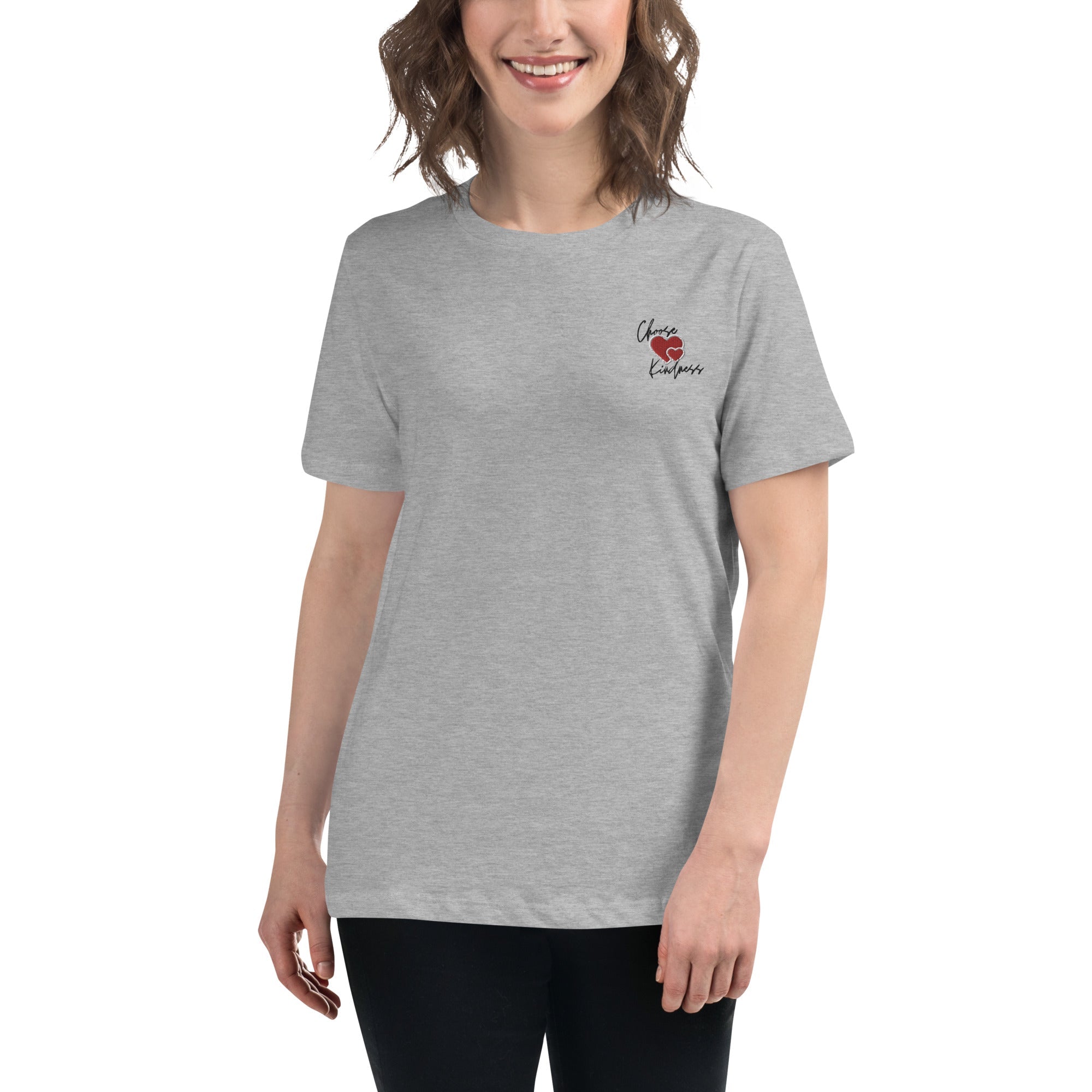 Choose Kindness Embroidered Women's Relaxed T-Shirt - The Kindness Cause