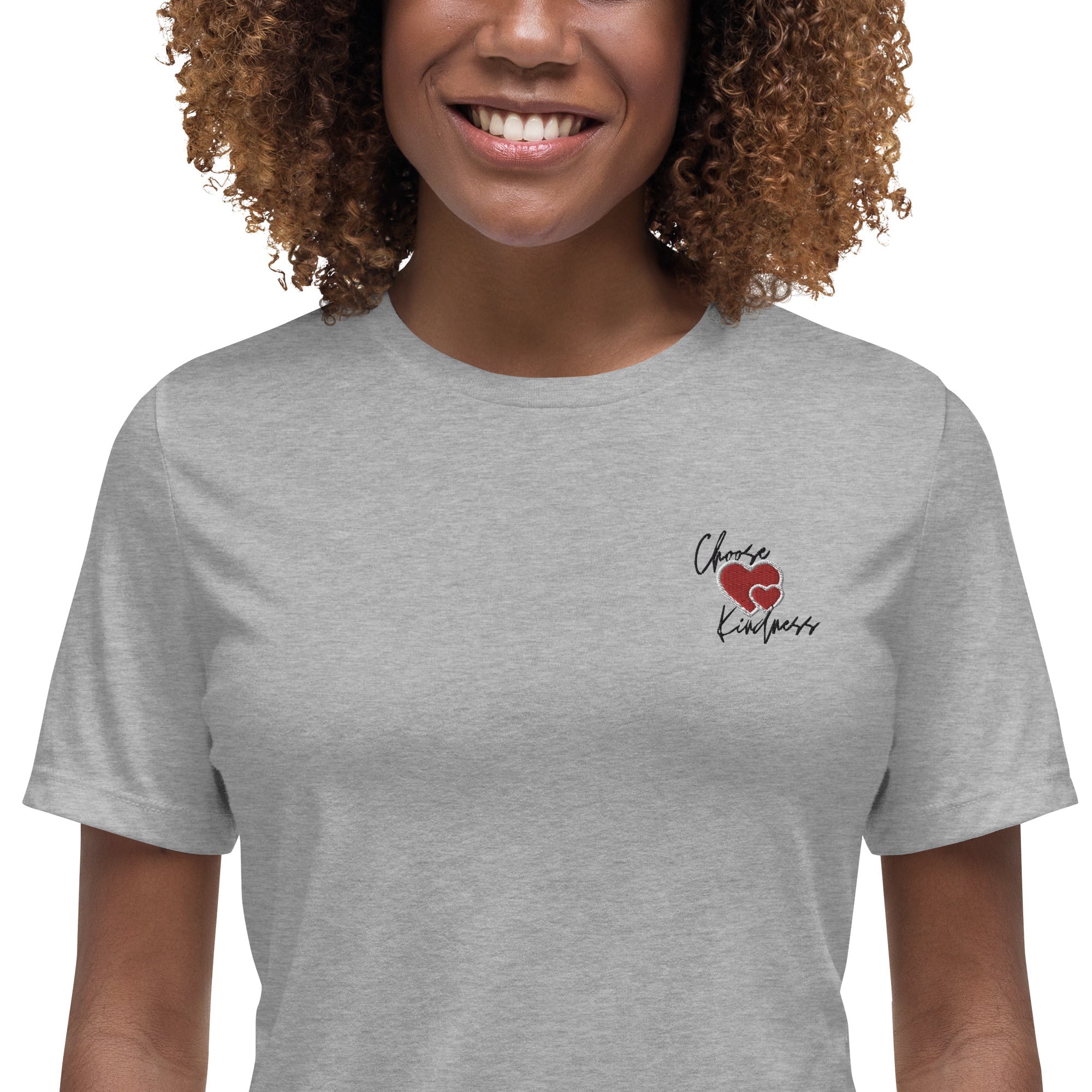 Choose Kindness Embroidered Women's Relaxed T-Shirt - The Kindness Cause