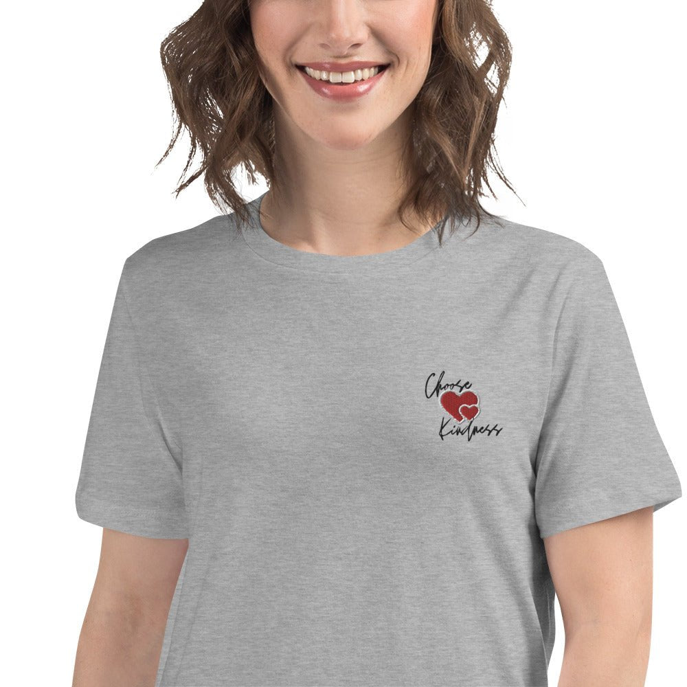 Choose Kindness Embroidered Women's Relaxed T-Shirt - The Kindness Cause