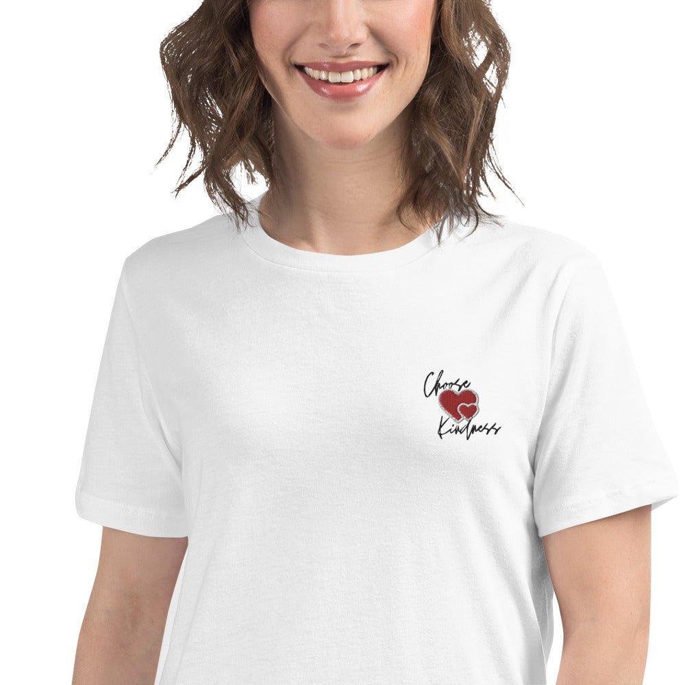 Choose Kindness Embroidered Women's Relaxed T-Shirt - The Kindness Cause
