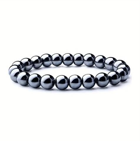 Crystal Beaded Bracelet - Hematite - The Kindness Cause