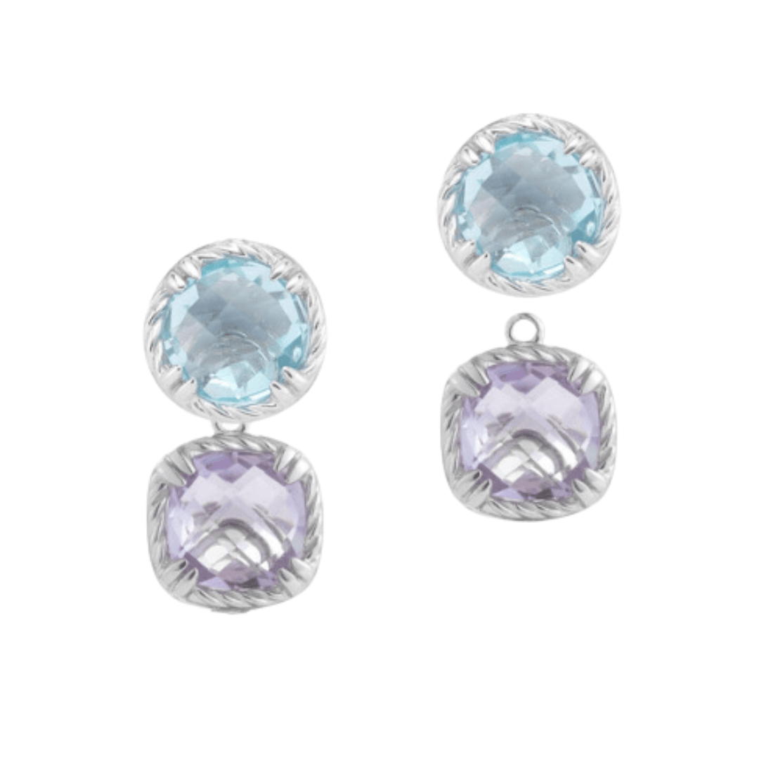Delatori By ALOR Blue Topaz & Amethyst Adjustable Drop Earrings - The Kindness Cause