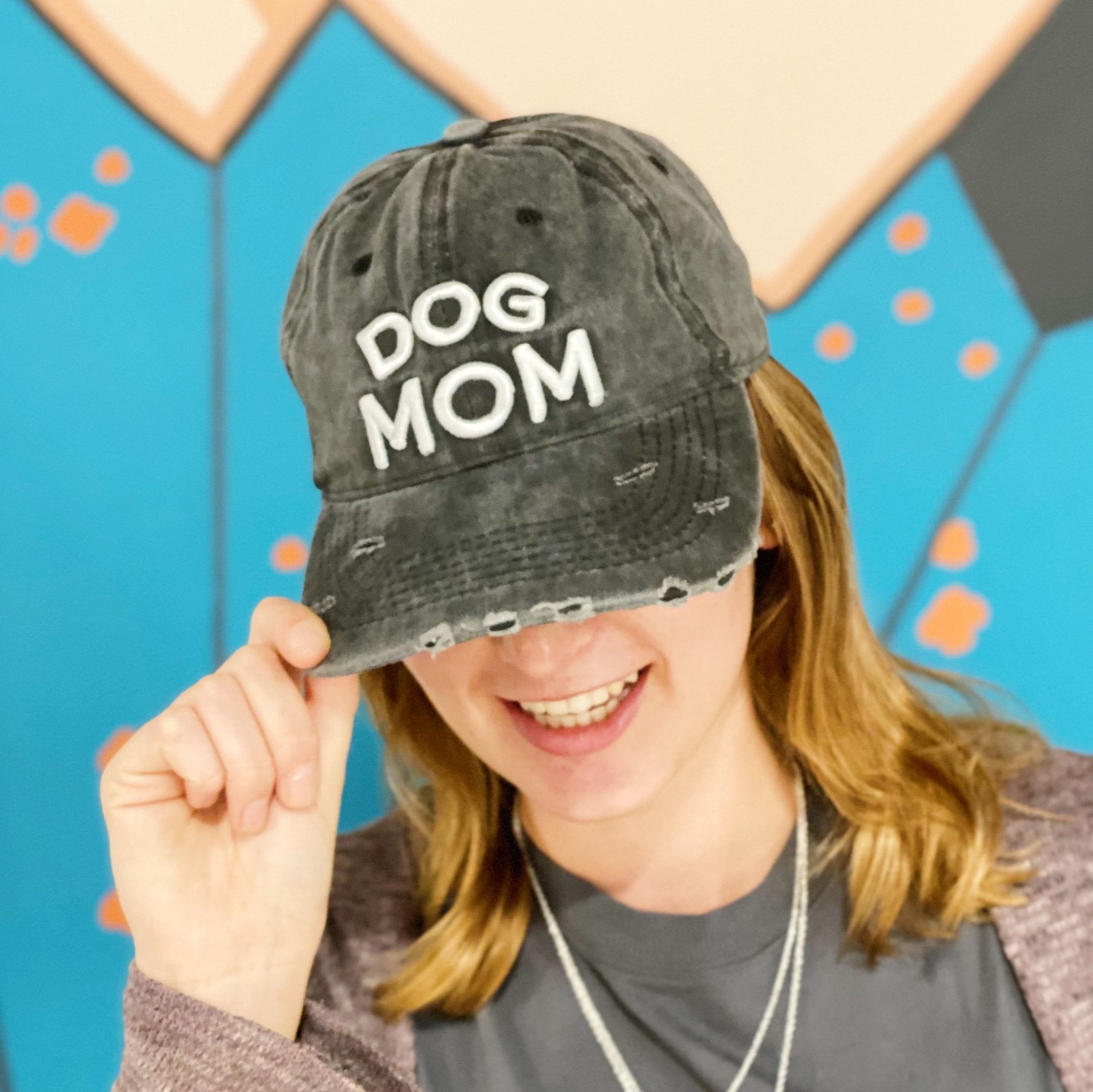 Dog Mom Distressed Baseball Cap - The Kindness Cause
