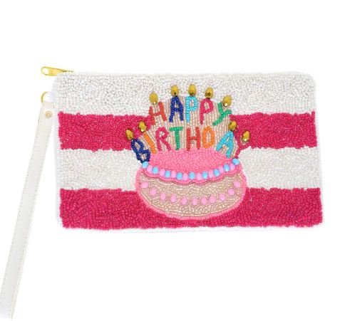 Happy Birthday Beaded Zipper Wristlet - The Kindness Cause