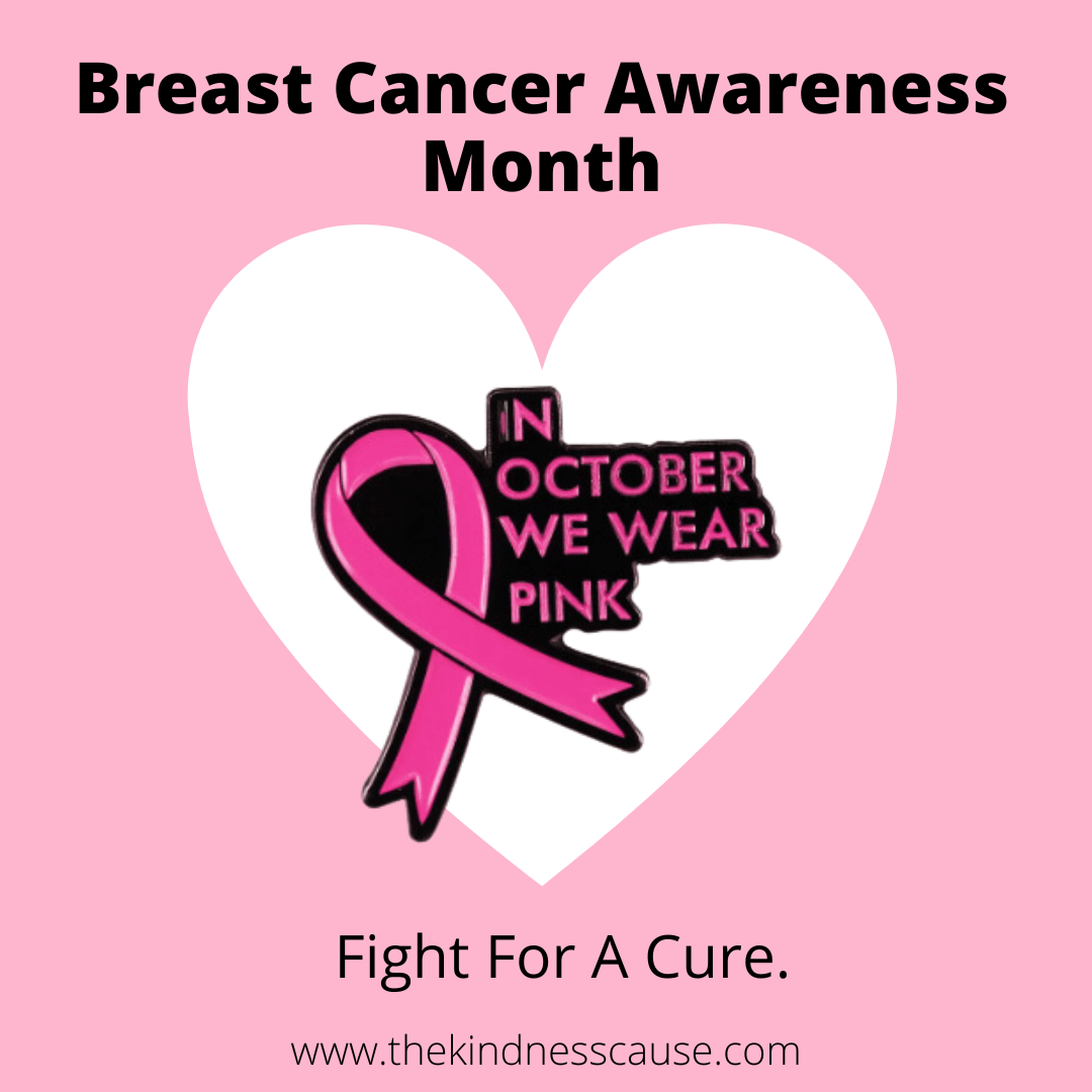 In October We Wear Pink Breast Cancer Awareness Enamel Pin - The Kindness Cause