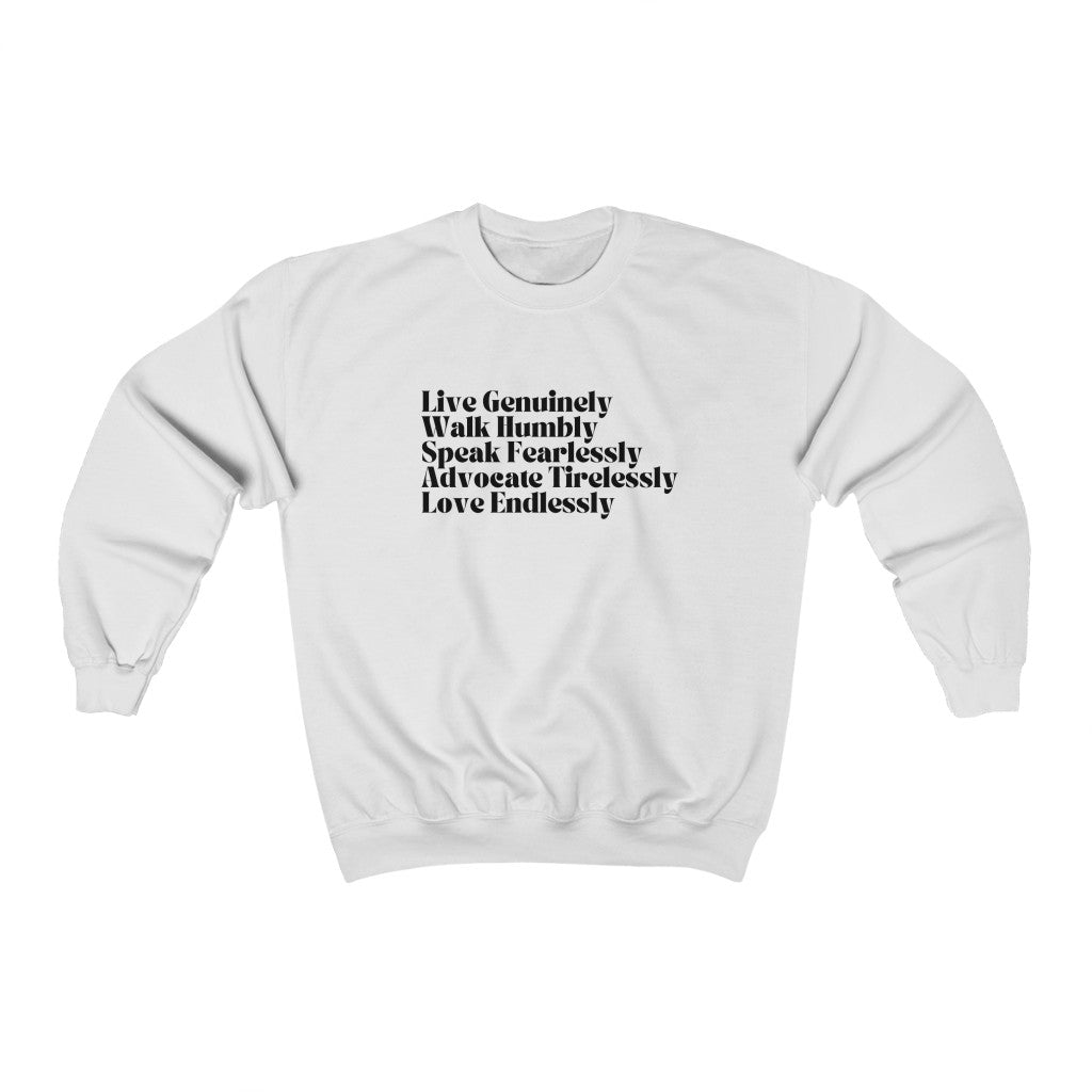 Live Genuinely Unisex Fit Crewneck Sweatshirt - The Kindness Cause