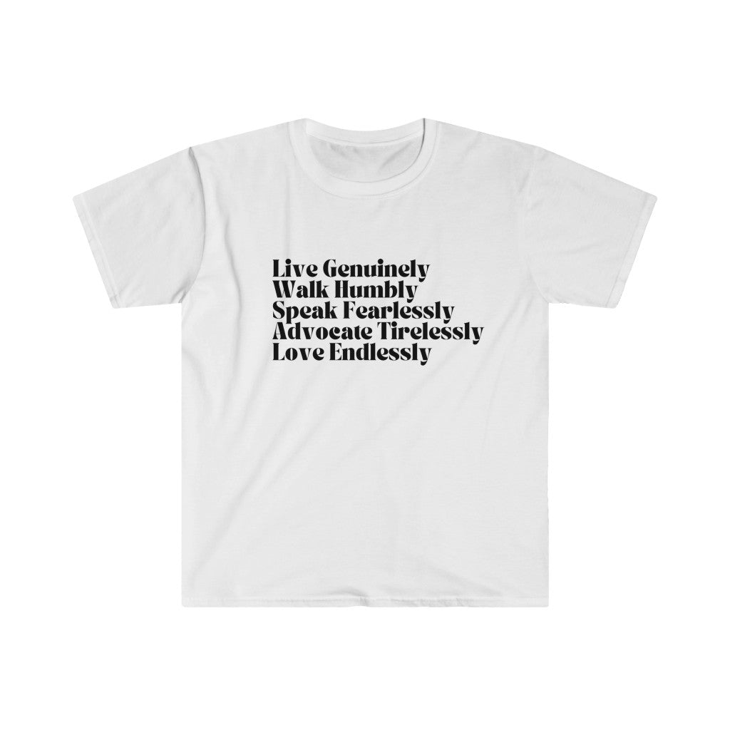 Live Genuinely Unisex Soft Style T-Shirt - The Kindness Cause