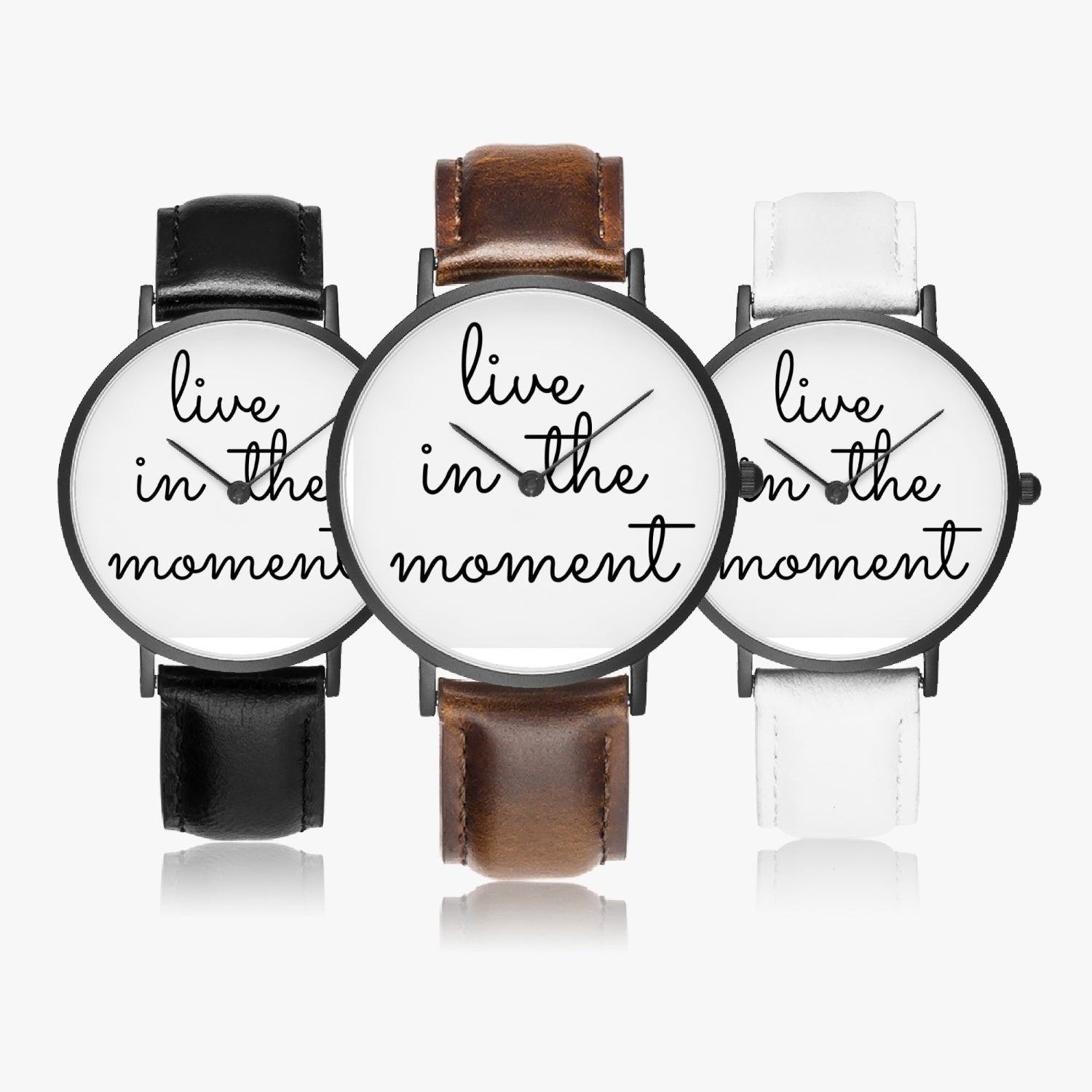 Live In The Moment Ultra-Thin Leather Strap Quartz Watch - The Kindness Cause