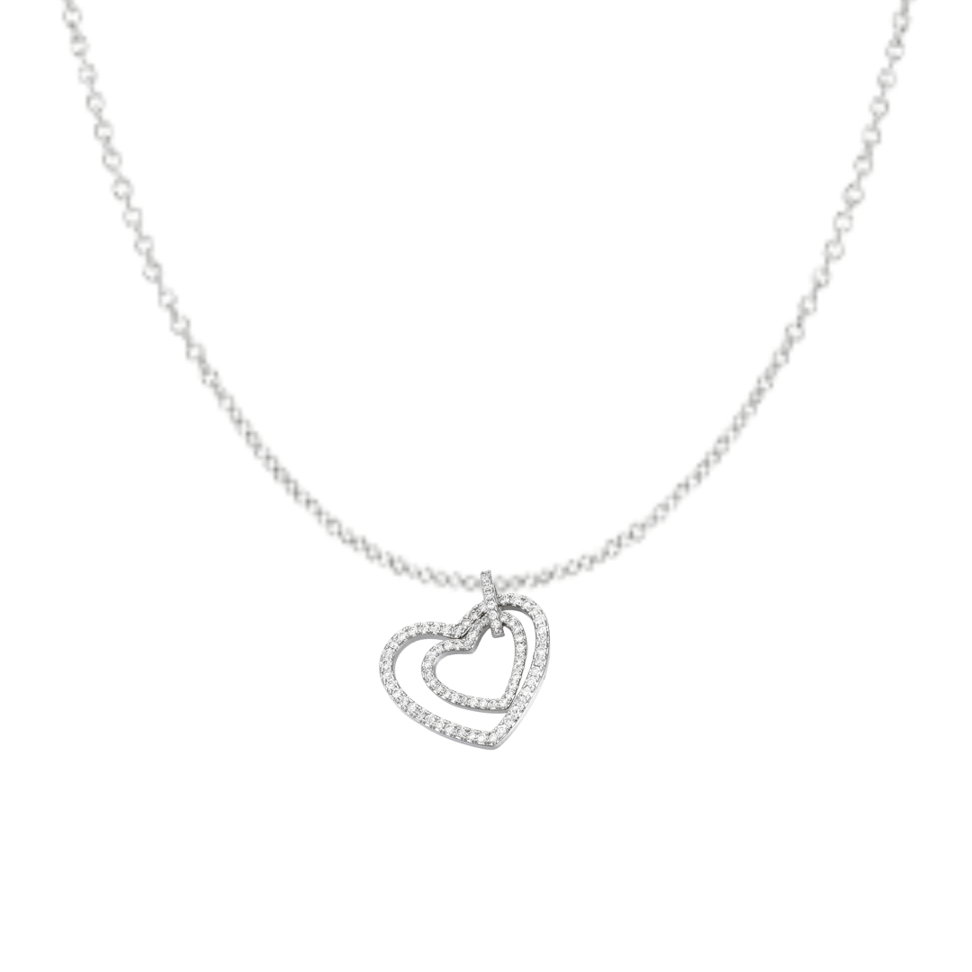 Micro Pave Cubic Zirconia Double Heart Pendant Necklace - The Kindness Cause