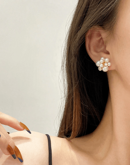 Pearl And Shine Cluster Stud Earrings - The Kindness Cause
