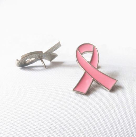 Pink Ribbon Breast Cancer Awareness Enamel Pin - The Kindness Cause