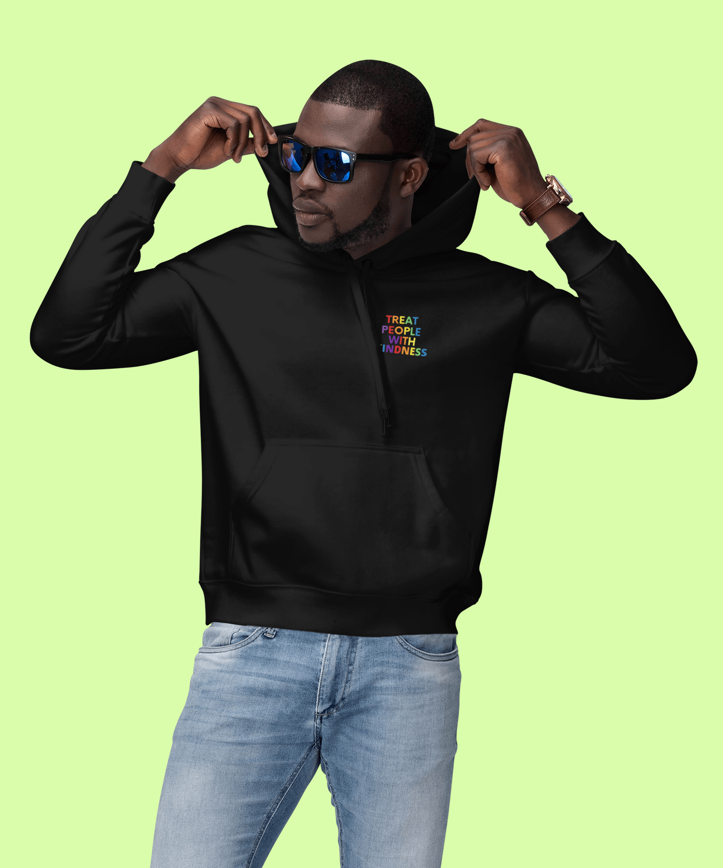 Rainbow Kindness Adult Embroidered Unisex Fleece Hoodie - The Kindness Cause