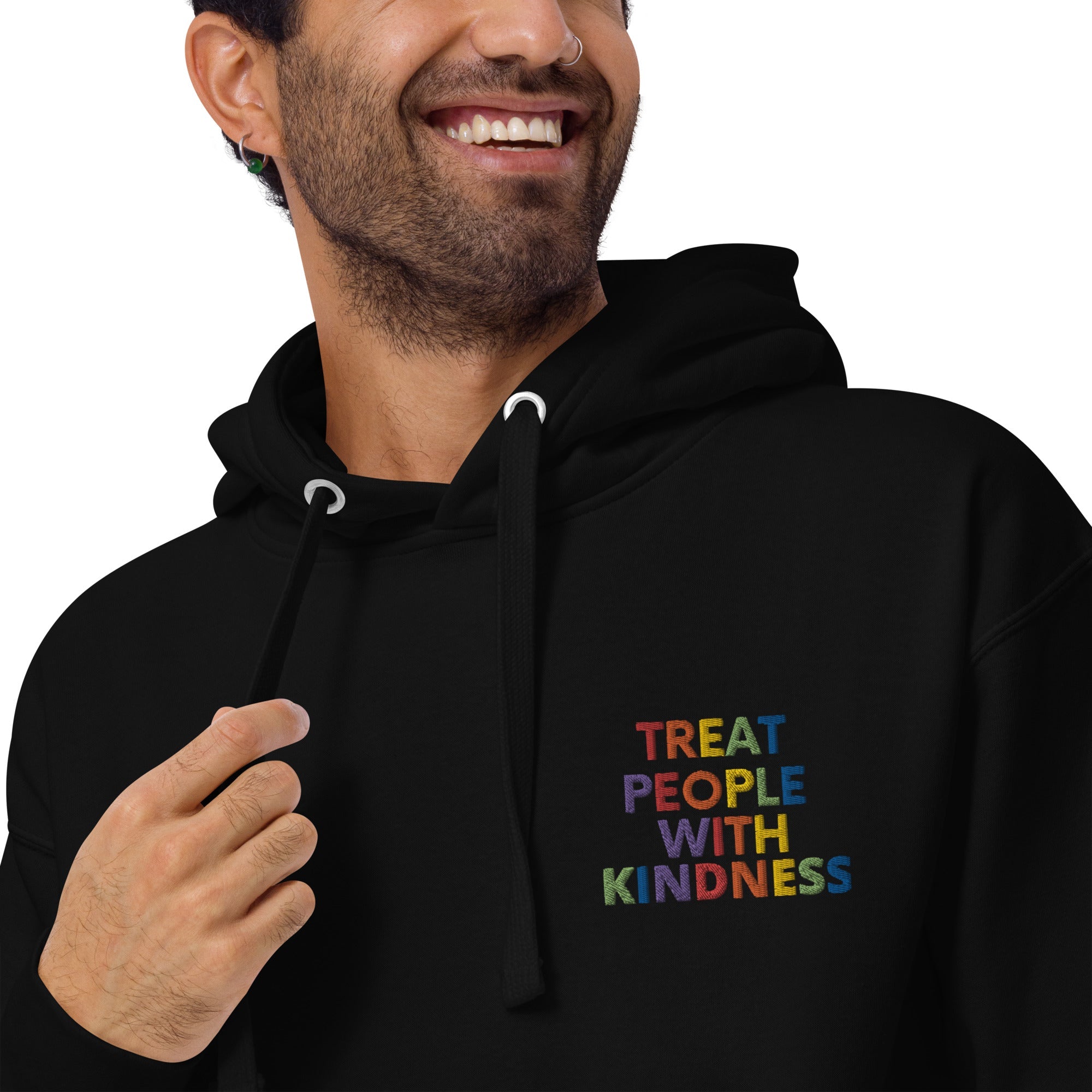 Rainbow Kindness Adult Embroidered Unisex Fleece Hoodie - The Kindness Cause