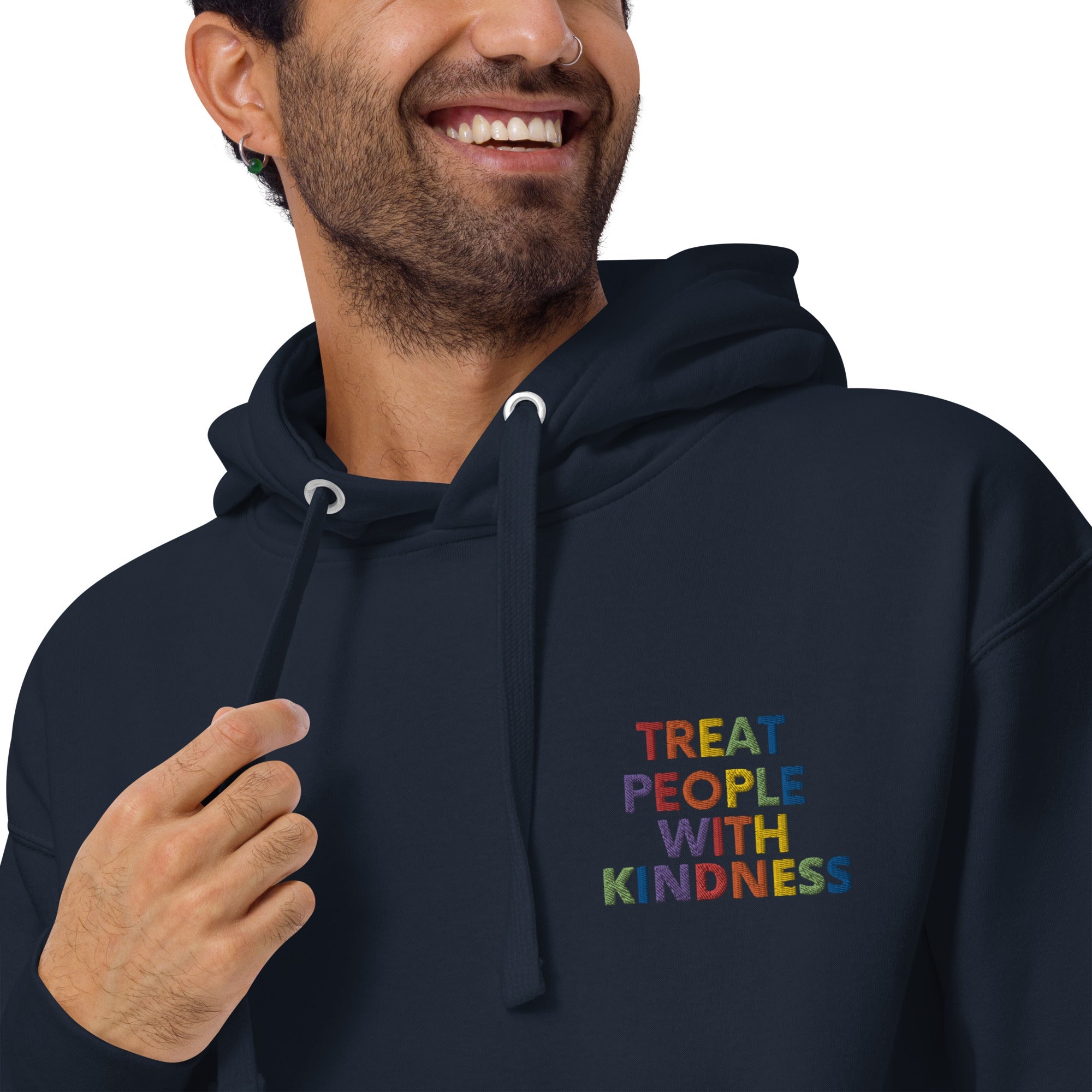 Rainbow Kindness Adult Embroidered Unisex Fleece Hoodie - The Kindness Cause
